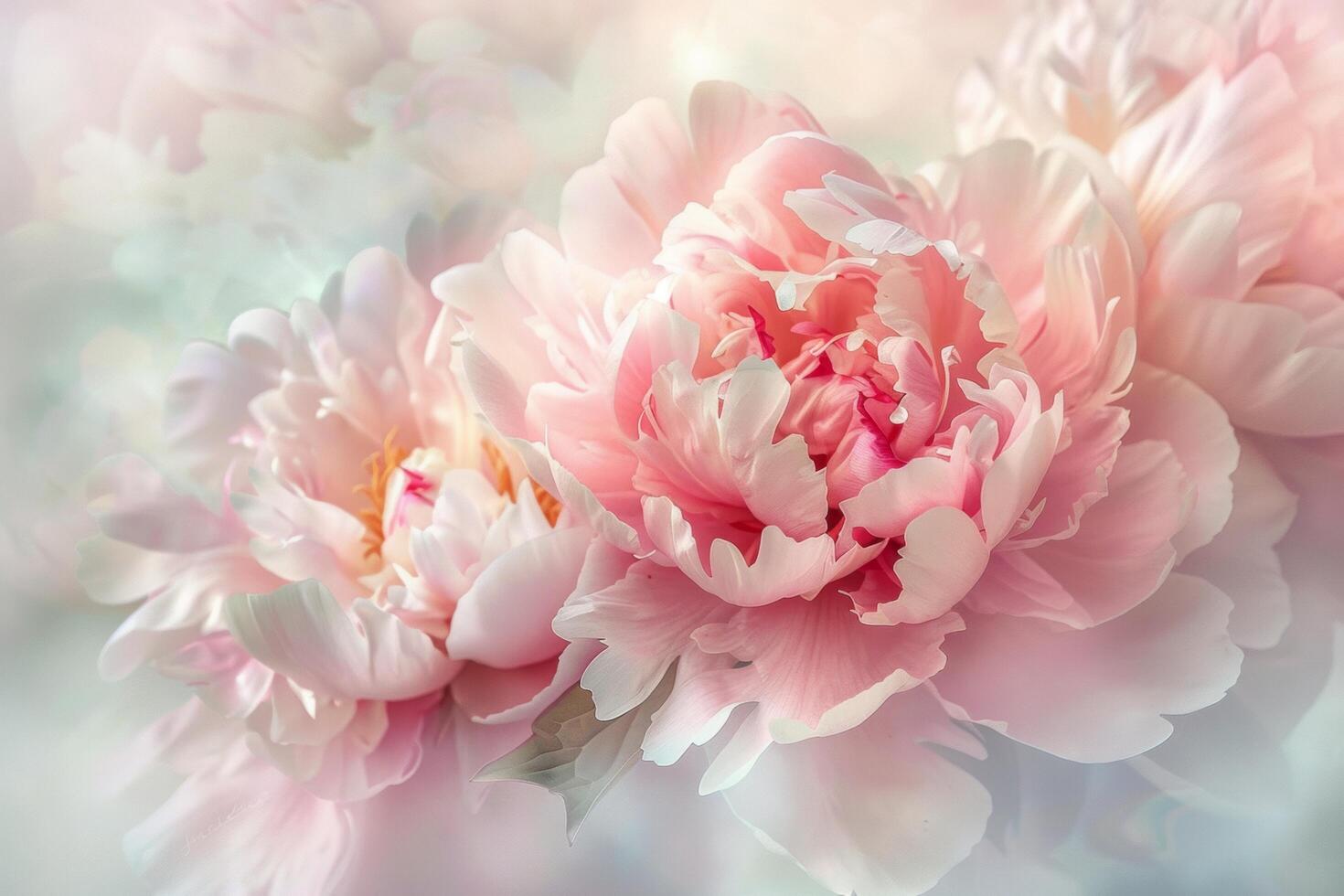 AI generated Soft Pink Peonies with Dreamy Blur Effect photo