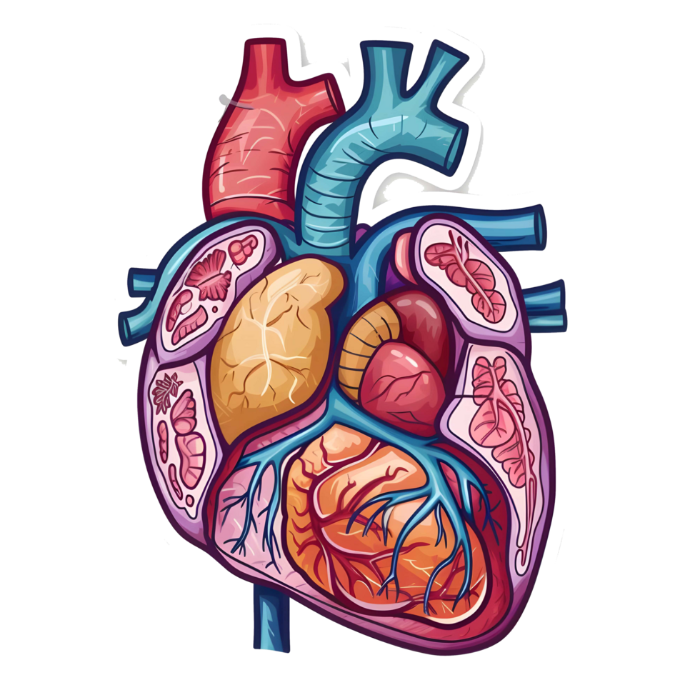 AI generated 3d Human Organs set sticker style over transparent background - Ai generated png