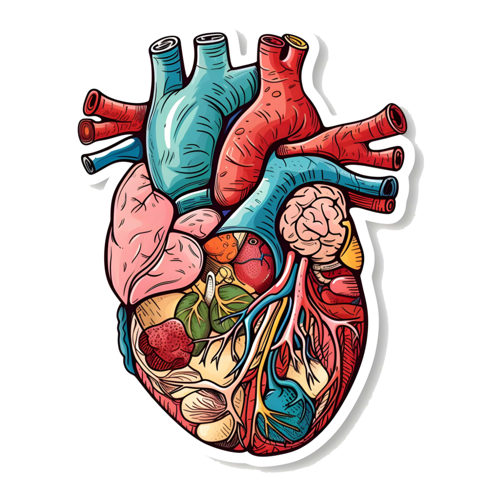 AI generated 3d Human Organs set sticker style over transparent background - Ai generated png