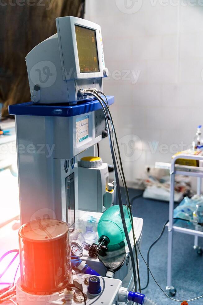 Medical device for treating patient health. Health care oxygen equipment in modern hospital. photo