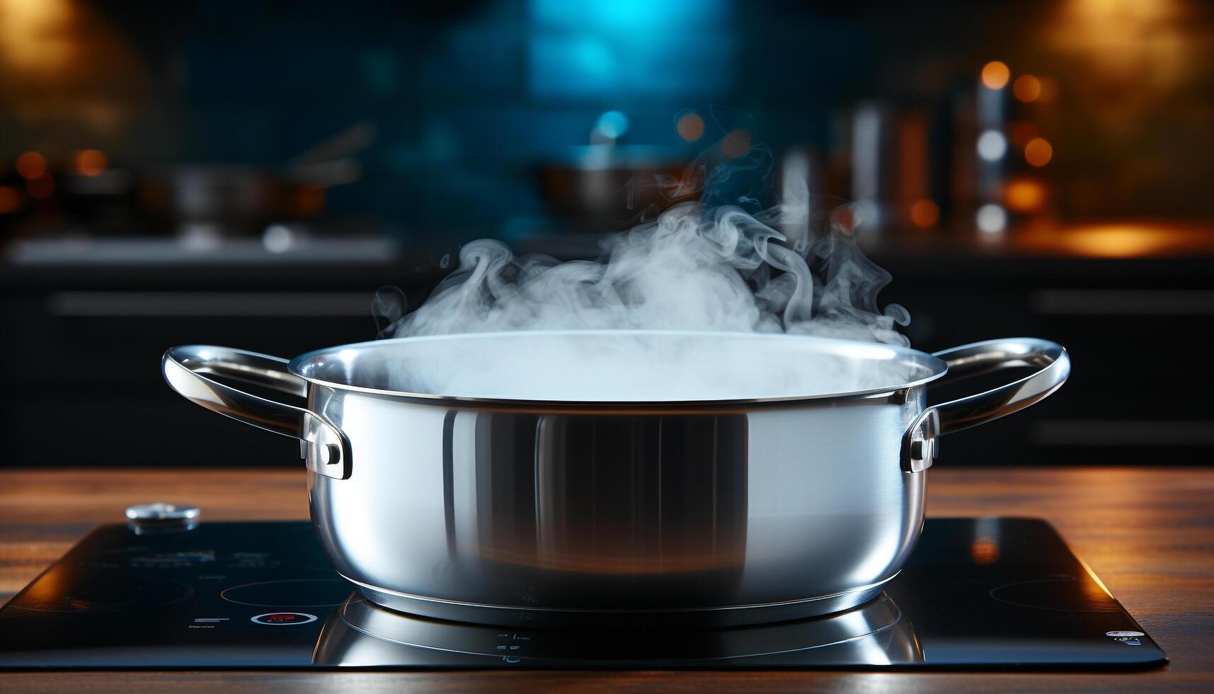 AI generated Cooking a gourmet stew on a dark stove top generated by AI photo