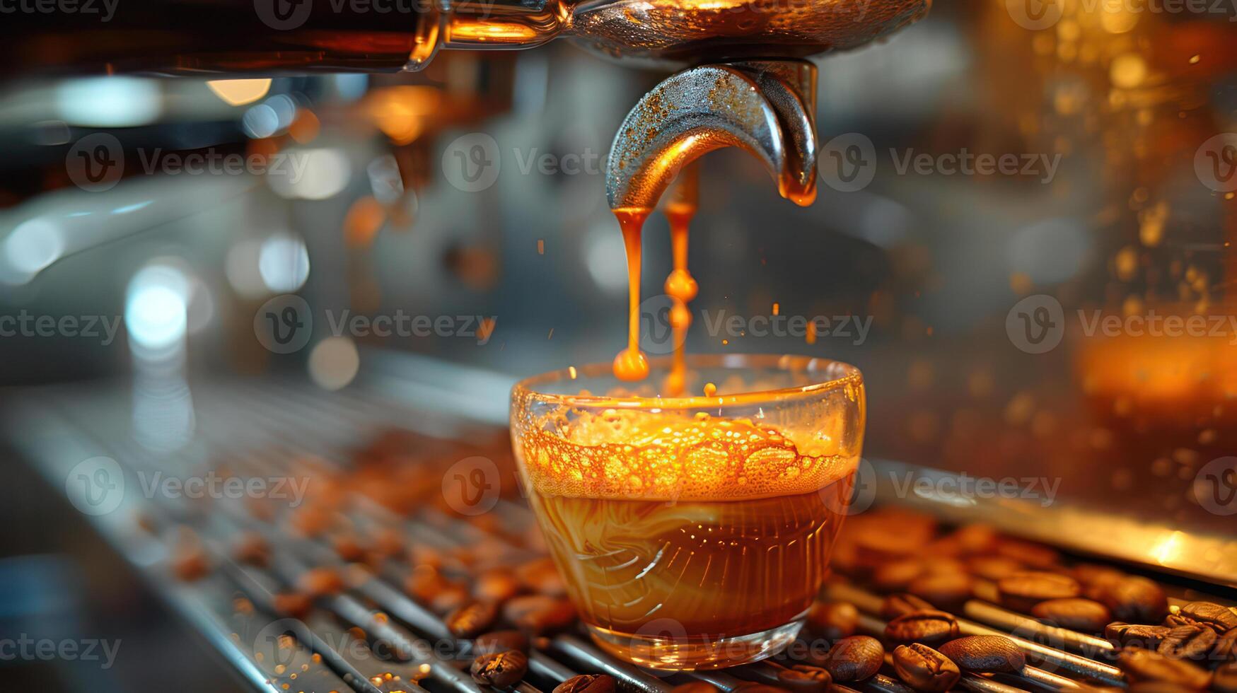 AI generated Espresso coffee shot , Copy space photo