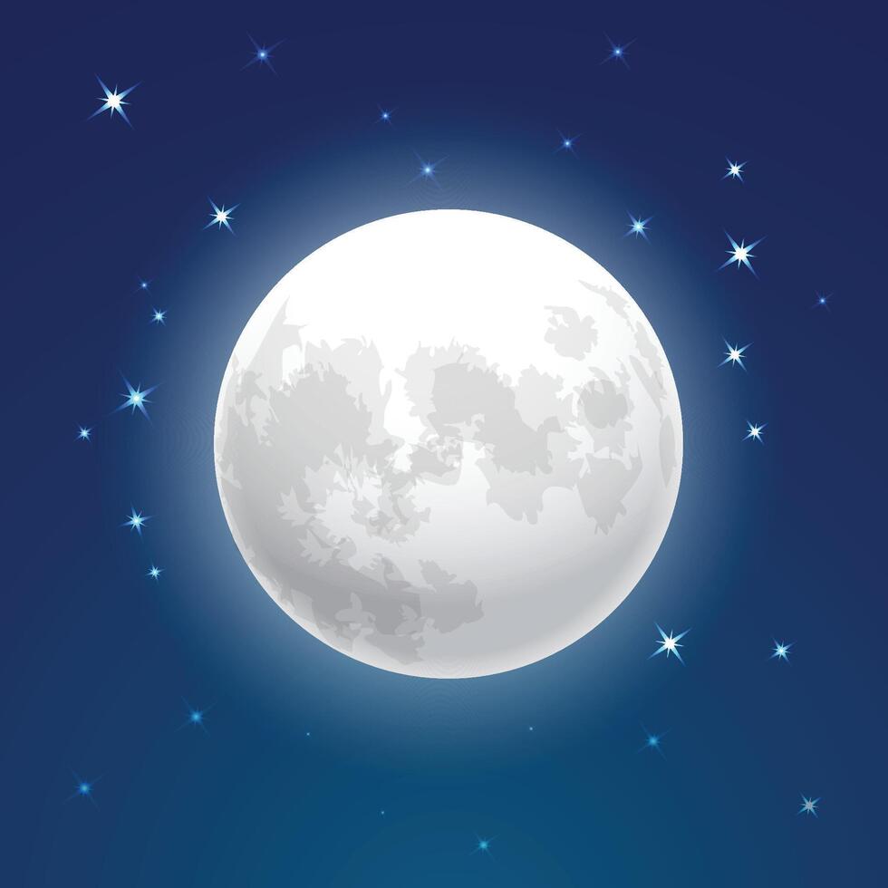 Realistic full moon. Detailed vector illustration. Elements of this image furnished by NASA