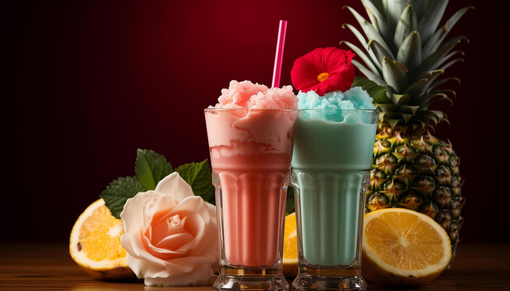 AI generated A refreshing summer cocktail, fruity and sweet, with tropical flavors generated by AI photo