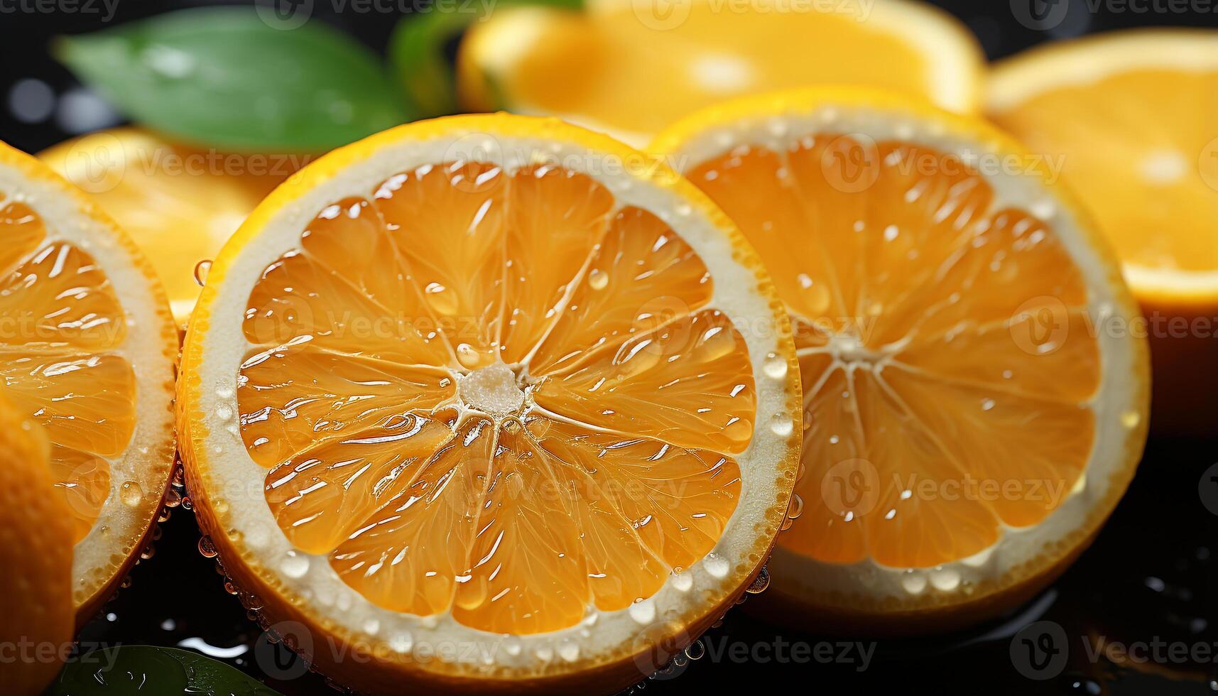 AI generated Freshness and vitality in a juicy, ripe citrus slice generated by AI photo