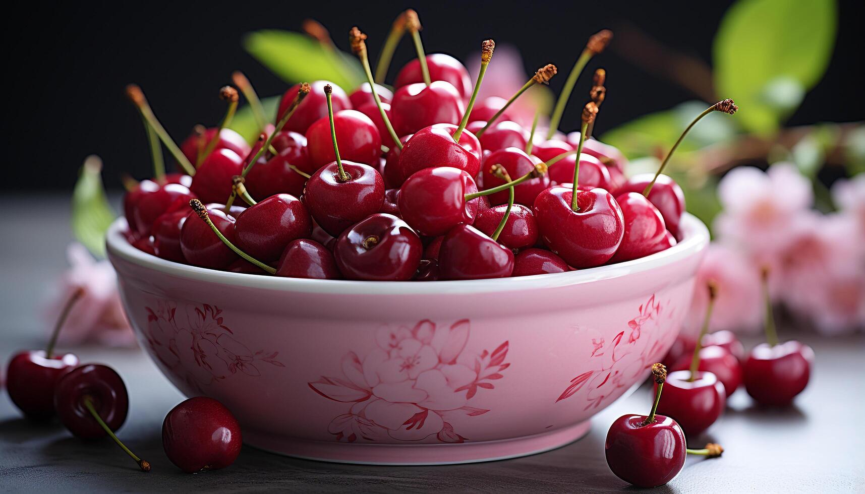 AI generated Freshness of ripe berry fruit on wooden table, nature dessert generated by AI photo