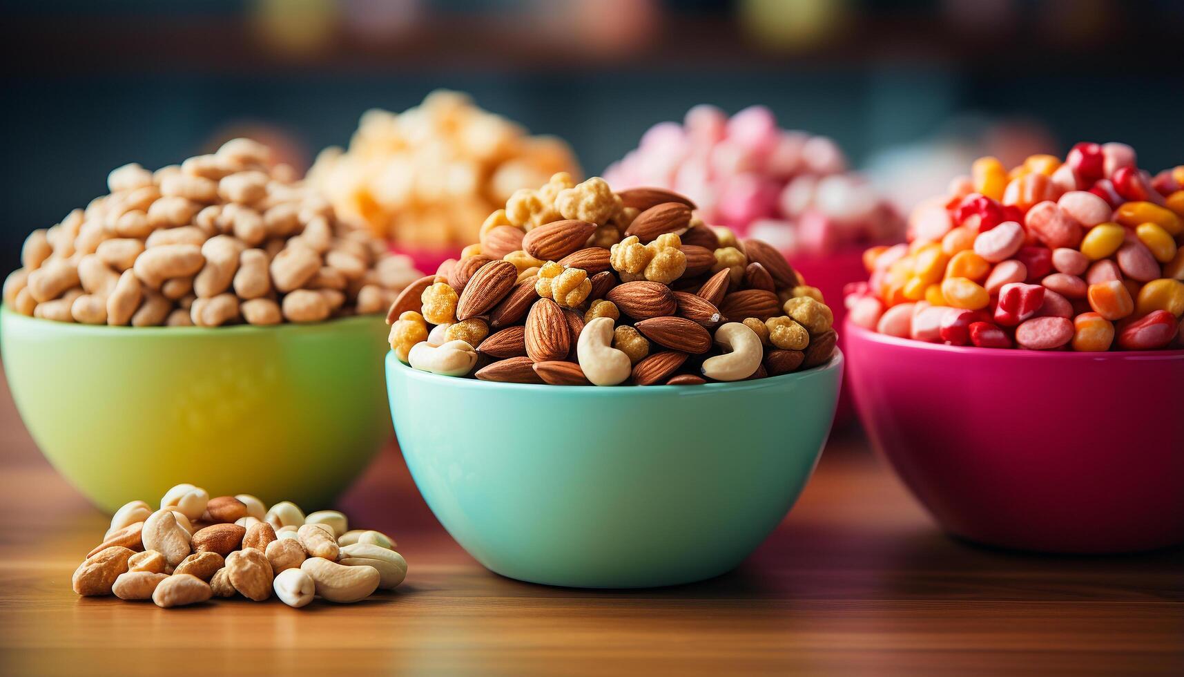 AI generated Healthy eating a bowl of organic almond snack generated by AI photo