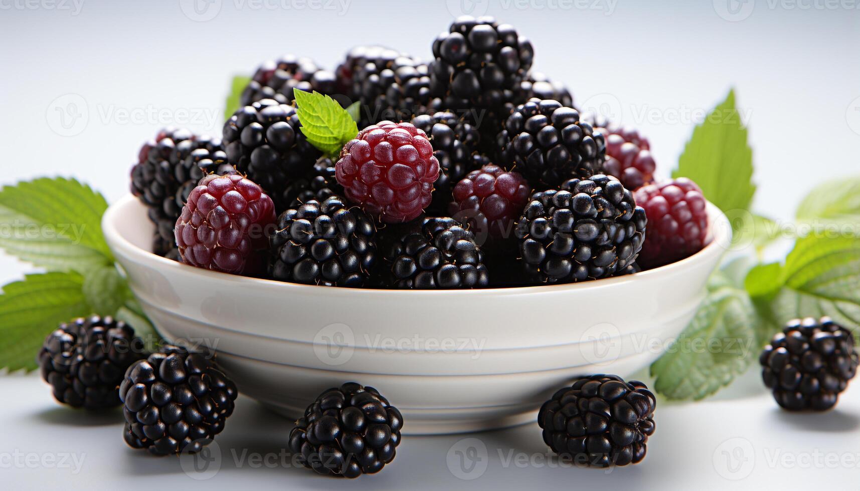AI generated Freshness and sweetness of summer berries on a wooden table generated by AI photo