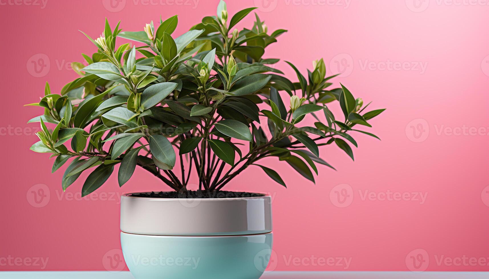 AI generated A fresh, green potted plant brings nature indoors generated by AI photo