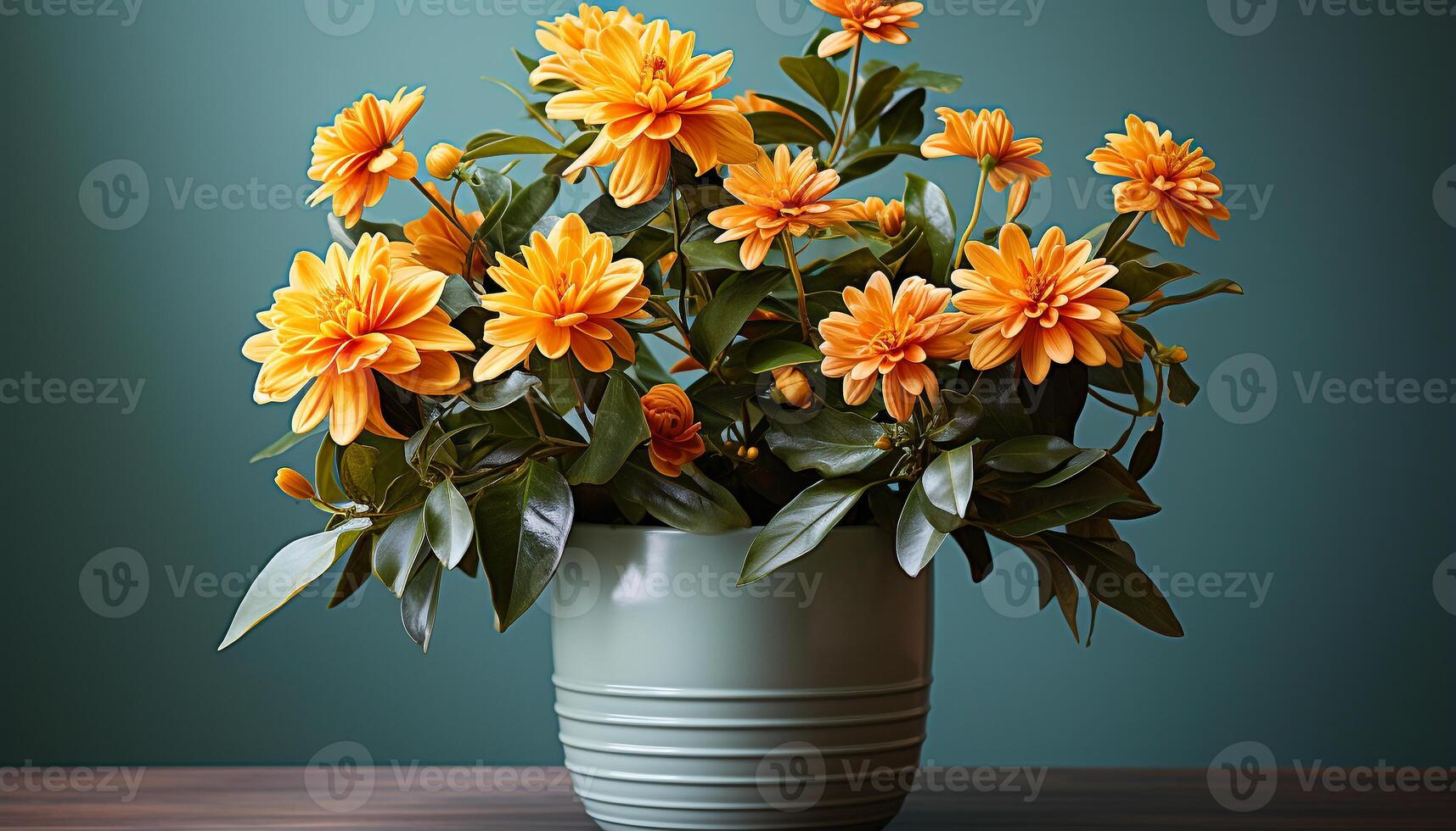 AI generated A beautiful bouquet of yellow flowers brings summer indoors generated by AI photo