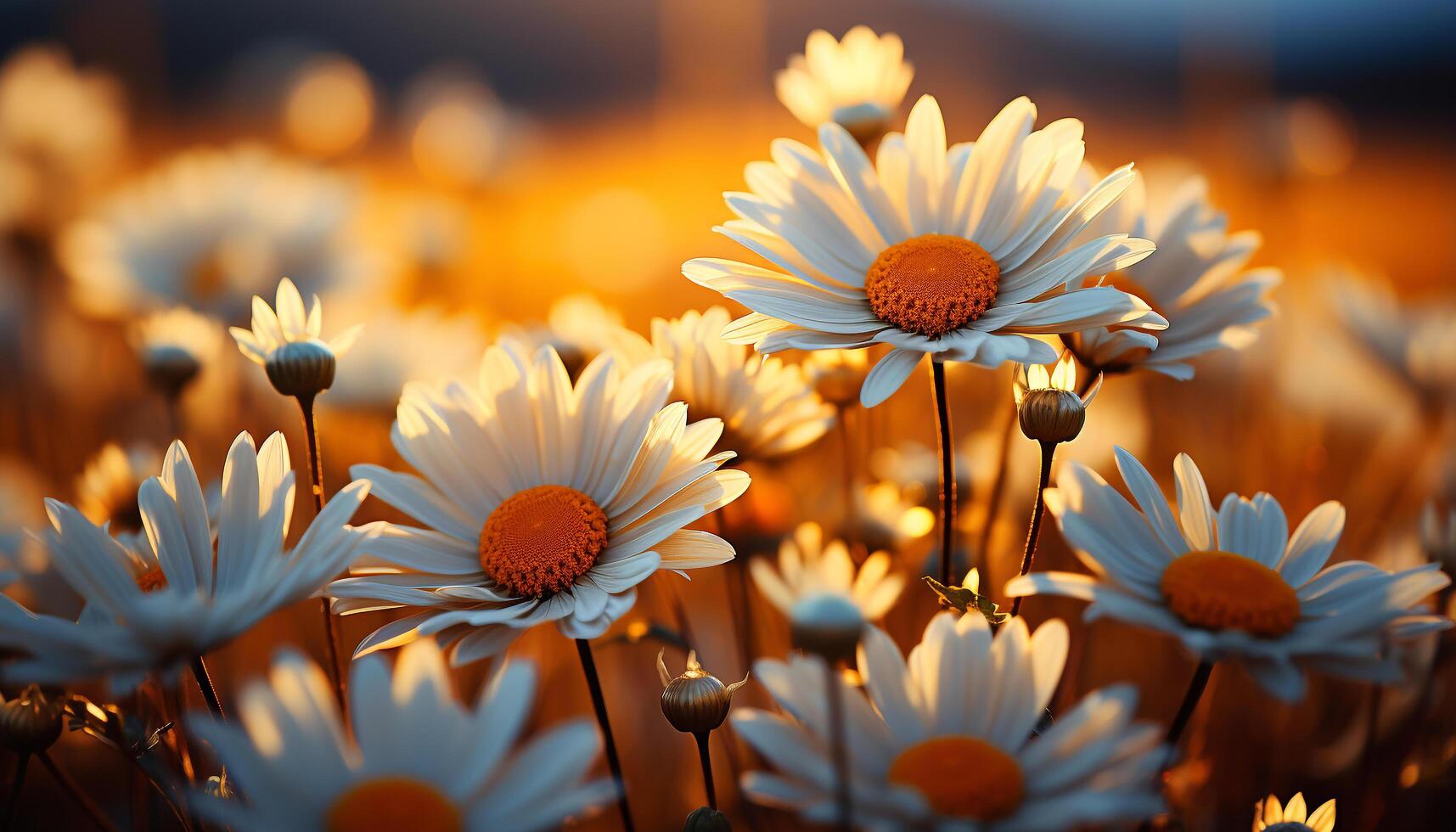 AI generated A vibrant chamomile flower blossoms in the tranquil meadow generated by AI photo