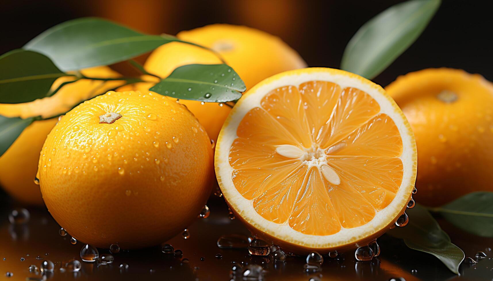 AI generated Freshness of citrus fruit, nature healthy eating, ripe and organic generated by AI photo