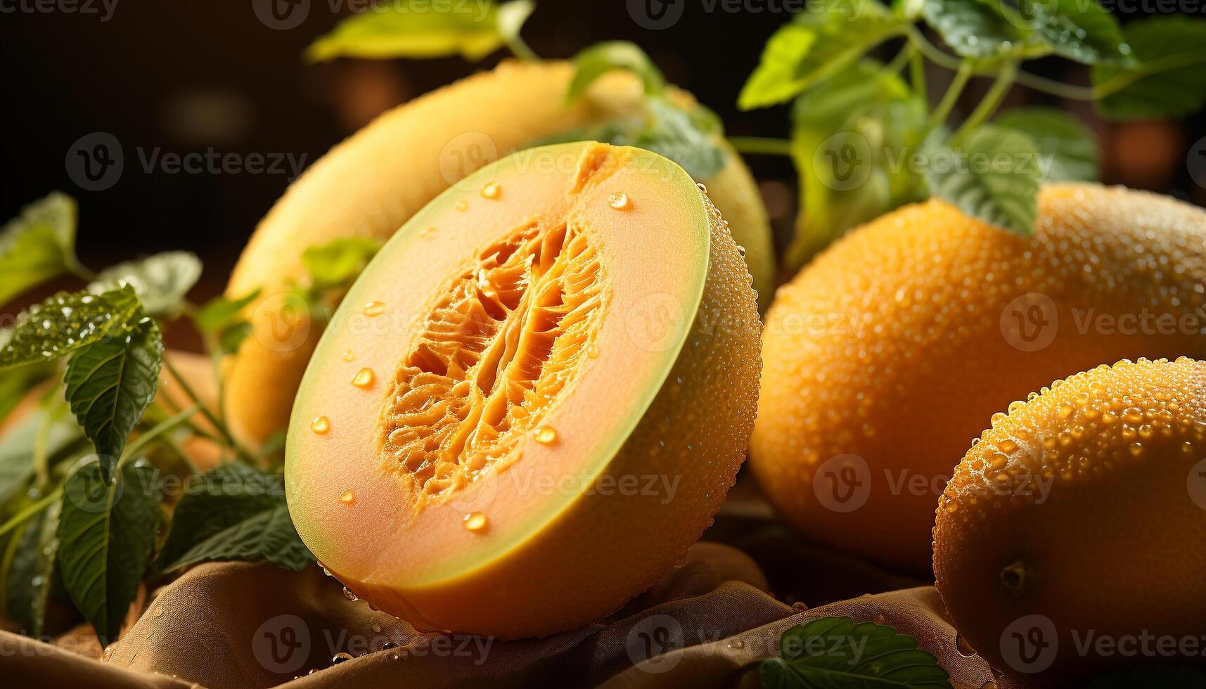 AI generated Freshness and sweetness of ripe melon, a healthy summer snack generated by AI photo