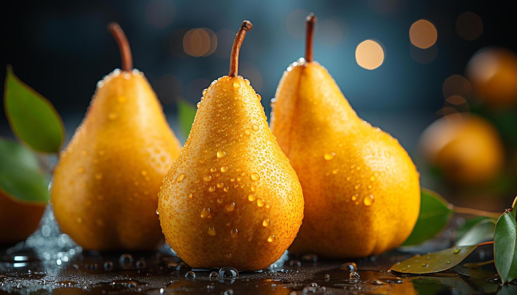 AI generated Freshness and ripeness of fruit on wooden table generated by AI photo