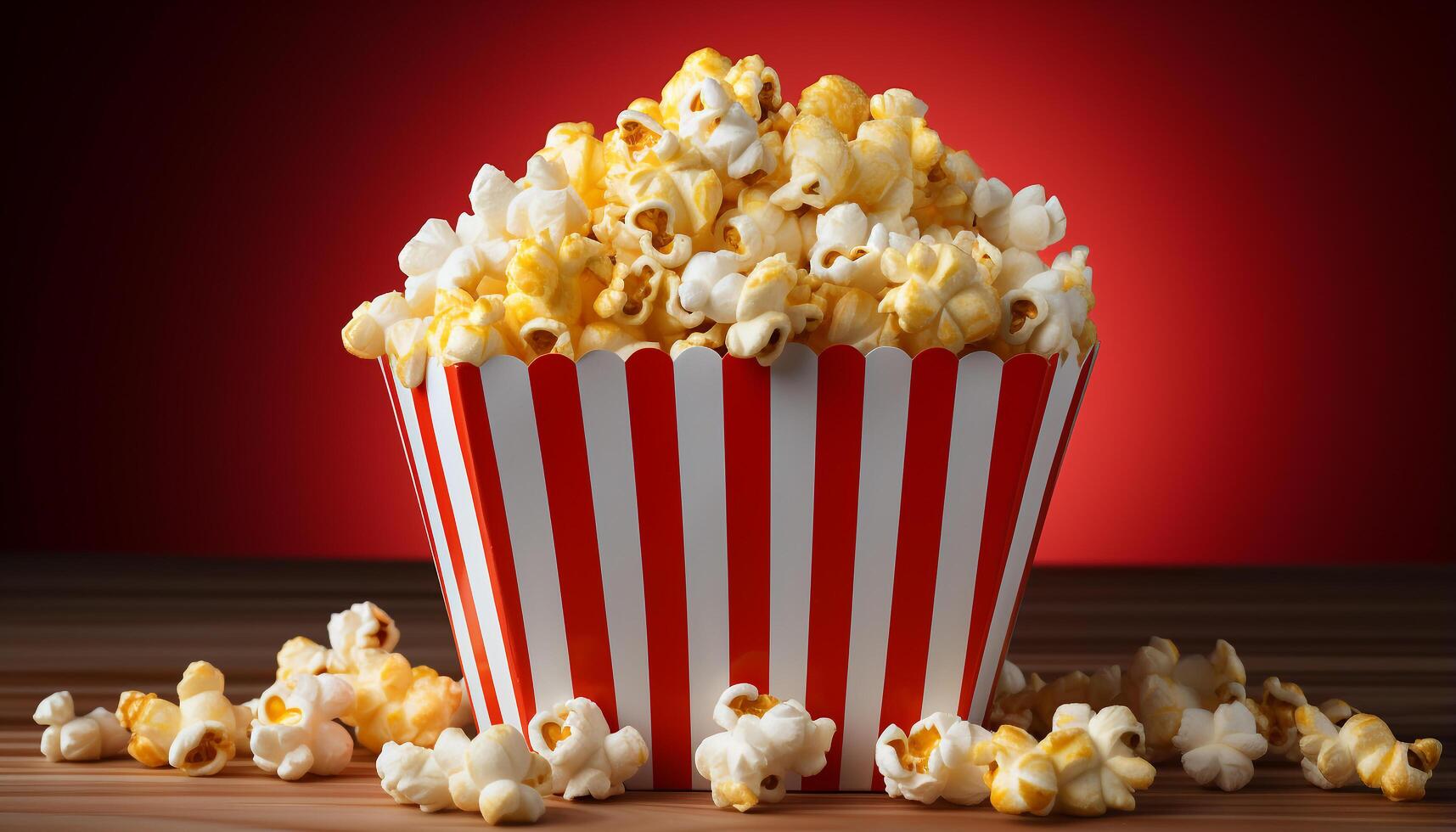 AI generated Watching a movie, snacking on fresh popcorn in a theater generated by AI photo