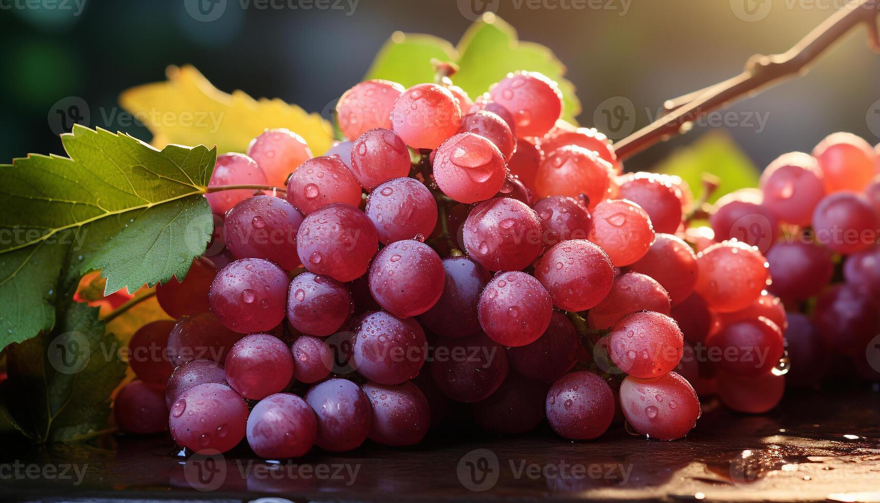 AI generated Freshness of ripe grape, nature juicy snack in autumn generated by AI photo