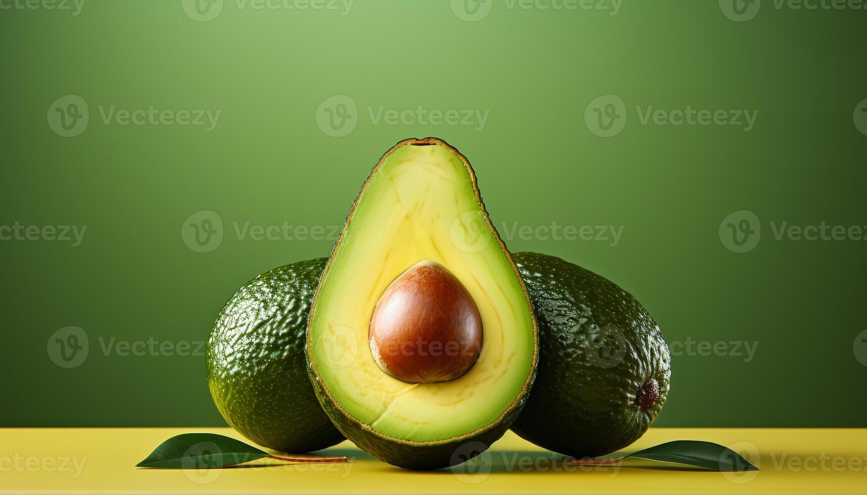 AI generated Freshness and nature in a slice of ripe avocado generated by AI photo