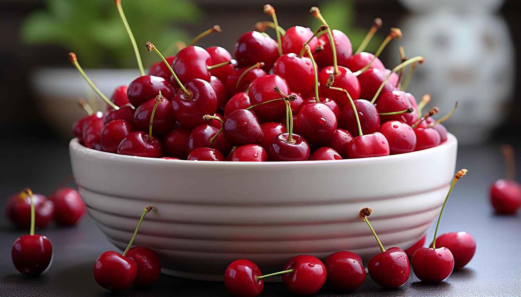 AI generated Freshness and nature in a bowl of juicy berries generated by AI photo