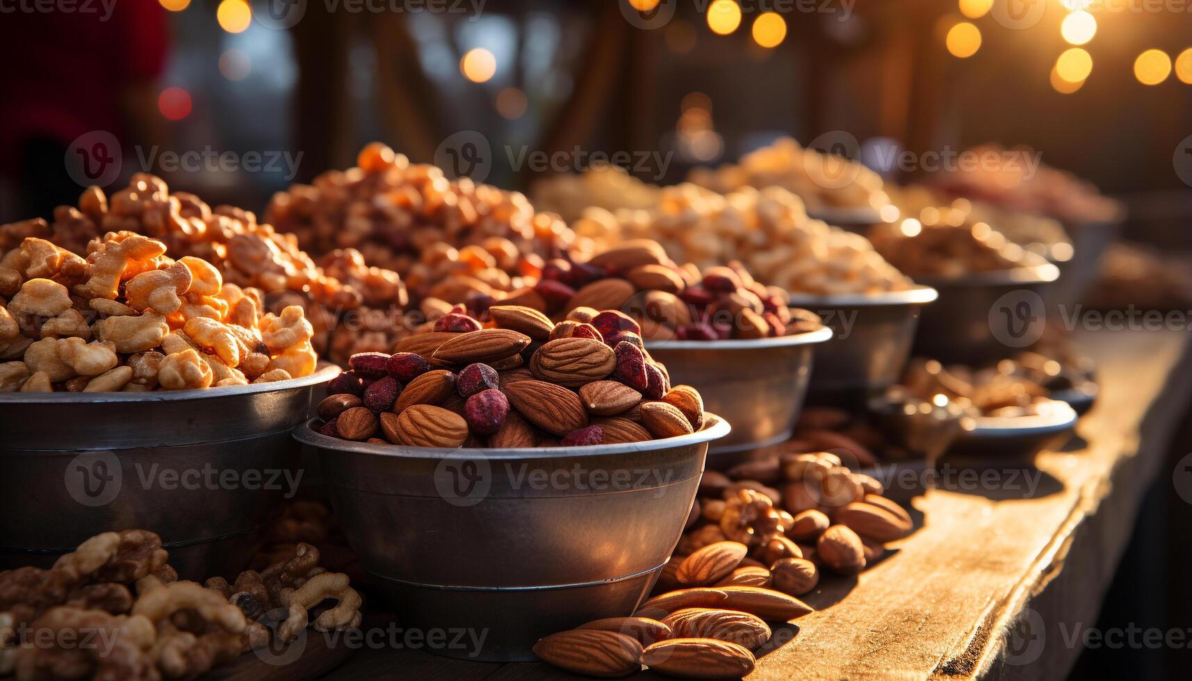 AI generated A large bowl of assorted nuts, fresh and healthy generated by AI photo