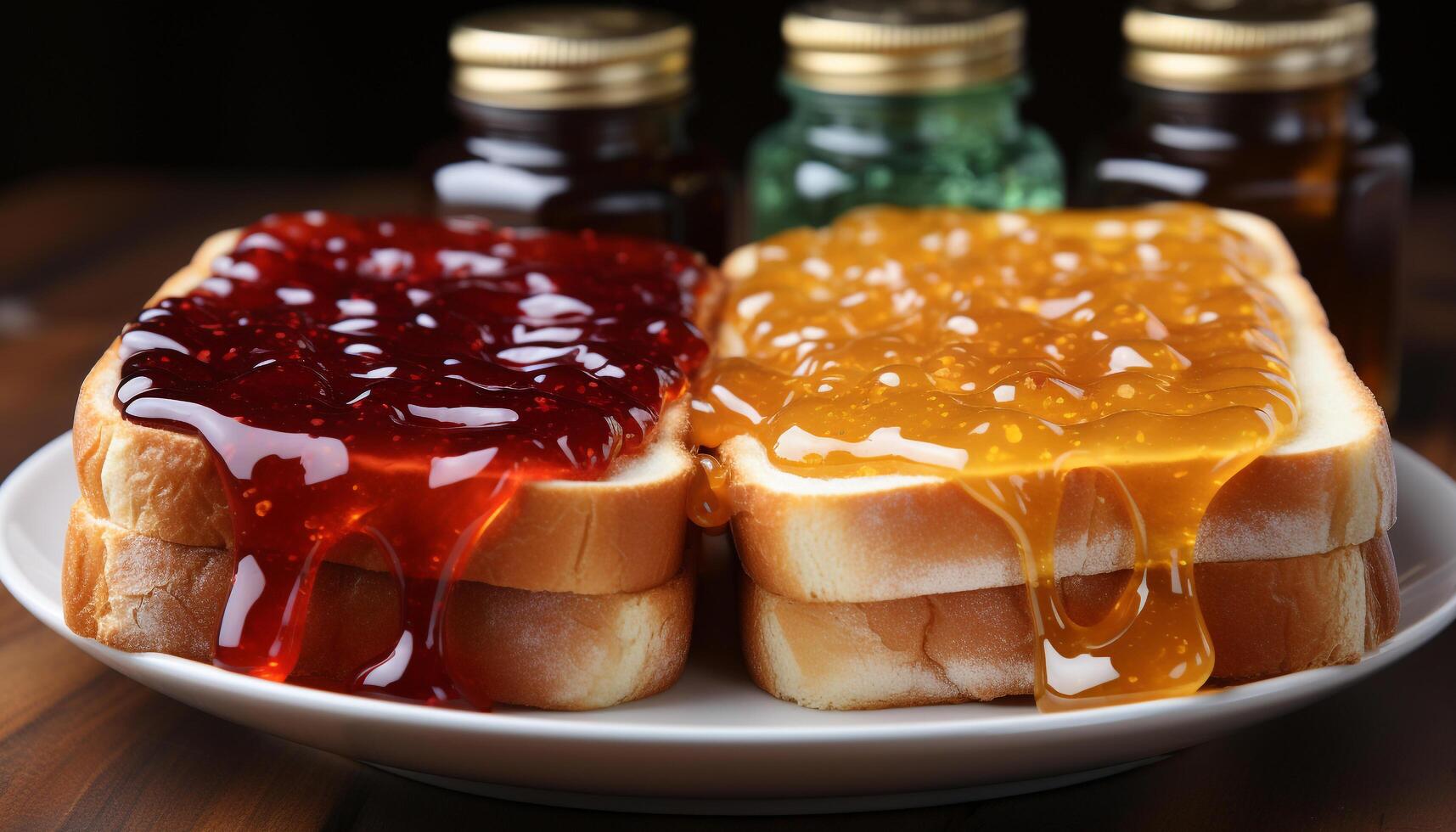 AI generated Freshness and sweetness on a plate, homemade dessert indulgence generated by AI photo