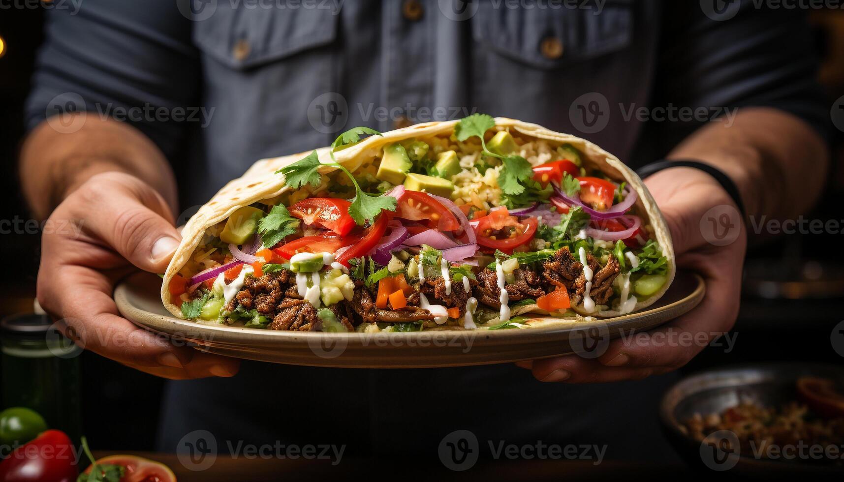 AI generated Fresh homemade vegetarian taco salad, ready to eat, healthy and delicious generated by AI photo