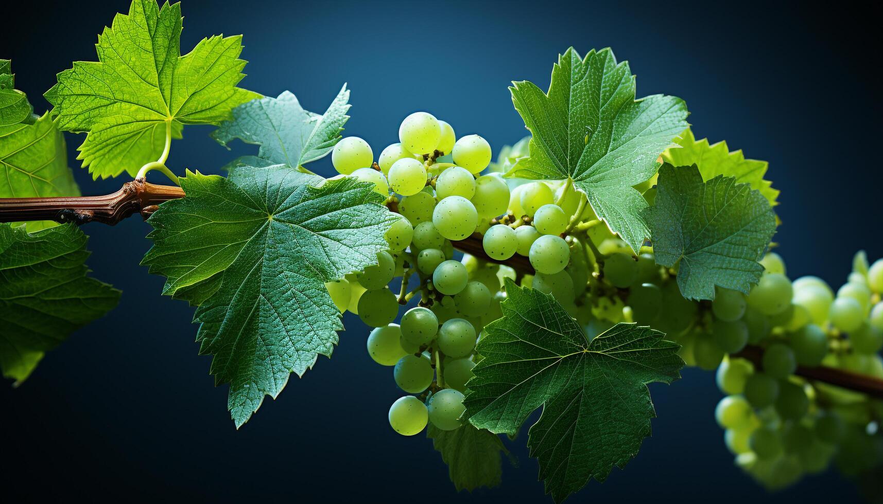 AI generated Fresh green grape vineyard in nature, ripe fruit growth generated by AI photo