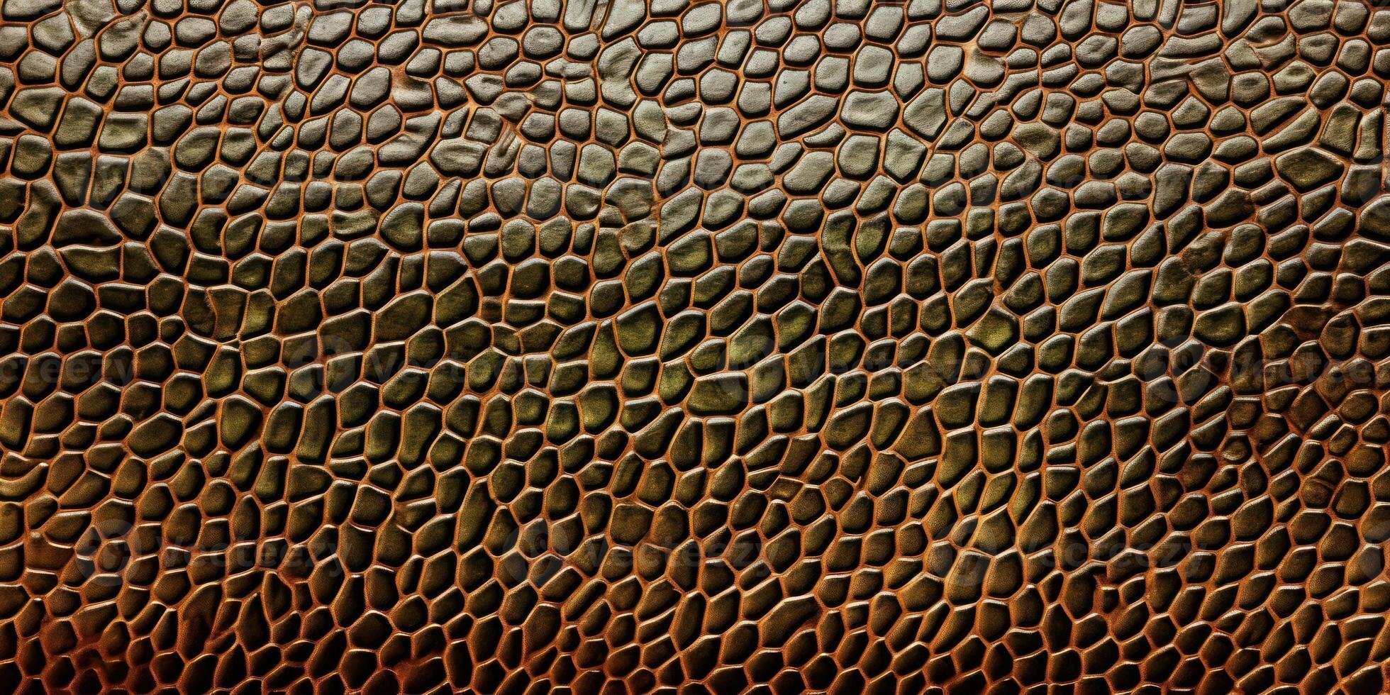 AI Generated Brown Reptile Skin Texture with Scale Pattern. Exotic Snake, Lizard Background. Generative AI photo