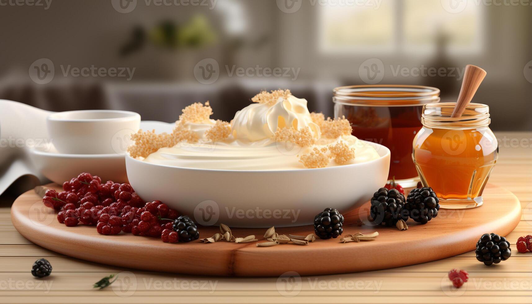 AI generated Healthy eating homemade dessert, fresh fruit, organic ingredients generated by AI photo