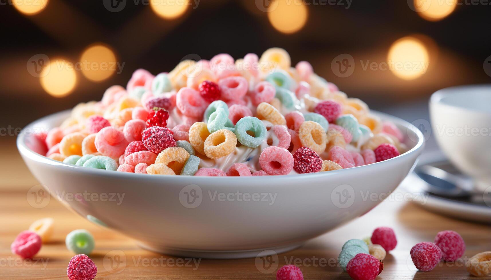 AI generated A colorful dessert bowl with fresh berries, sweet indulgence generated by AI photo