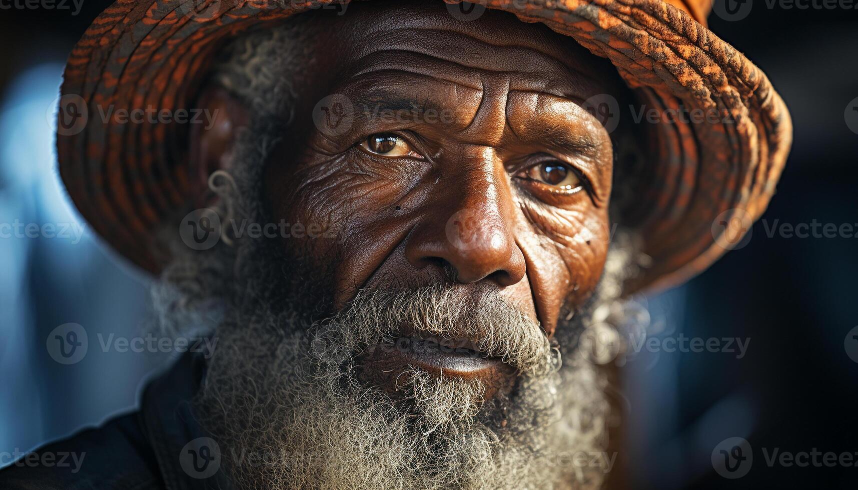 AI generated Serious senior man with gray hair looking confidently at camera generated by AI photo