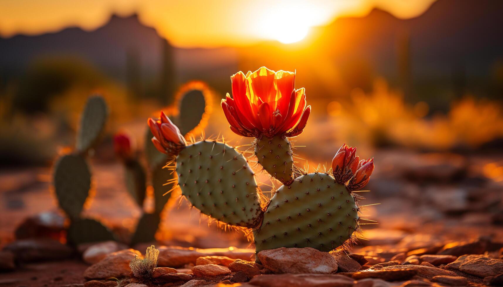 AI generated The vibrant sunset paints nature beauty on yellow flowers generated by AI photo