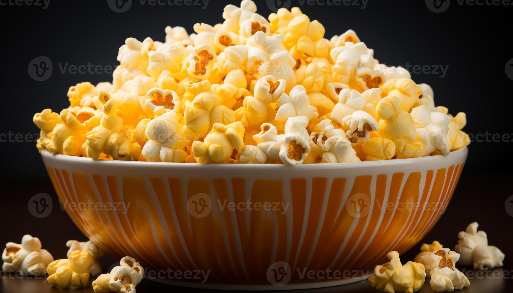 AI generated A large bowl of fresh popcorn for movie night generated by AI photo