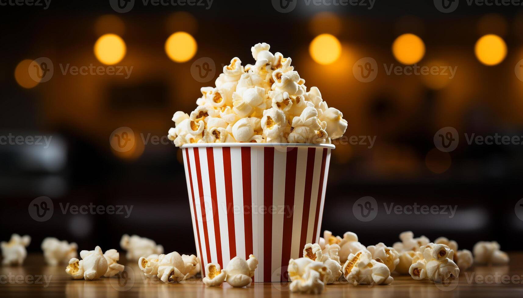 AI generated Snack bowl on table, watching movie, enjoying refreshments indoors generated by AI photo