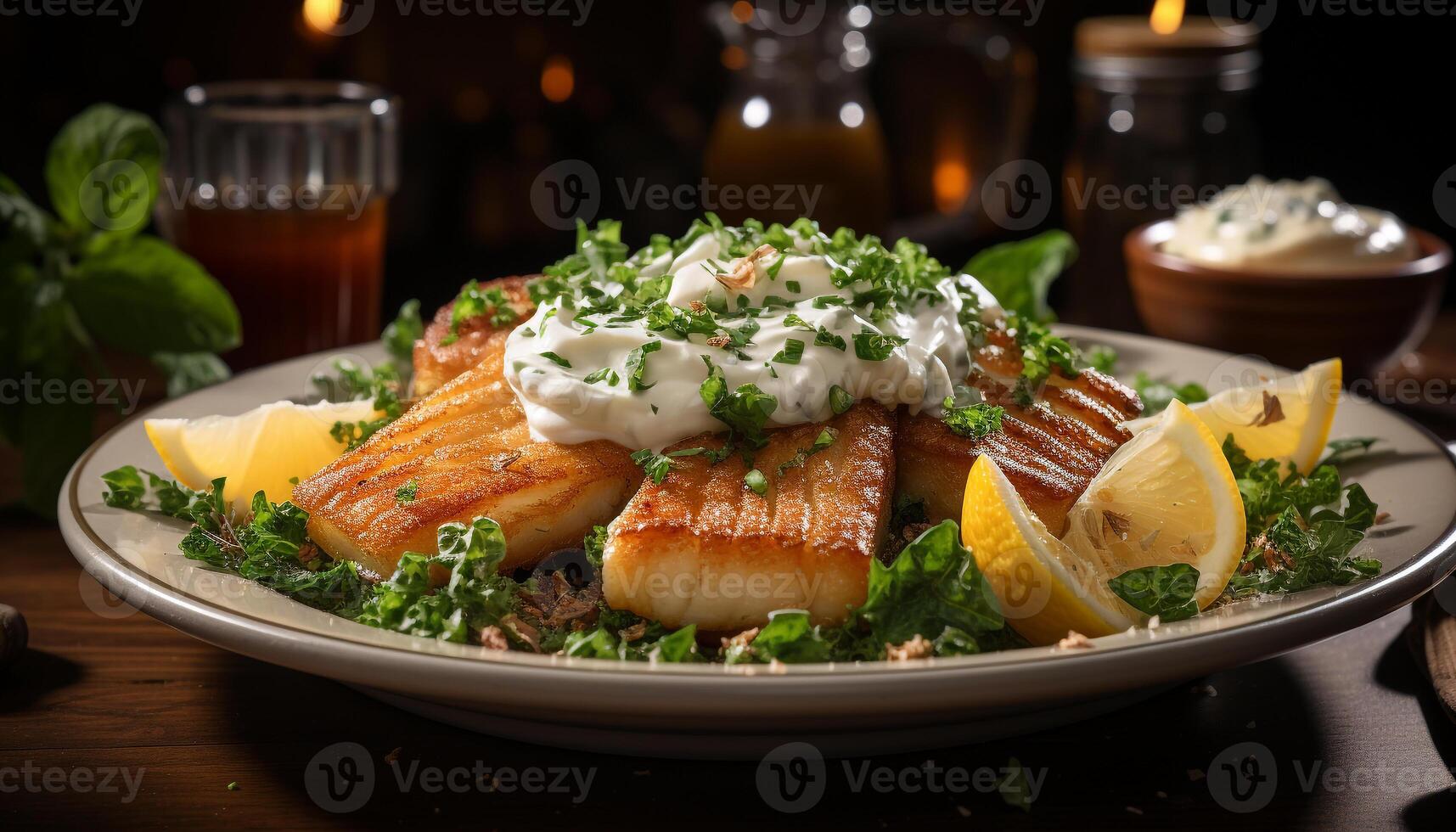 AI generated Grilled meat fillet with fresh seafood, cooked lunch, barbecue generated by AI photo