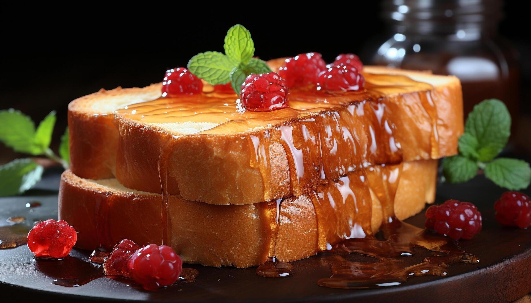 AI generated Freshness and sweetness on a plate homemade gourmet dessert generated by AI photo