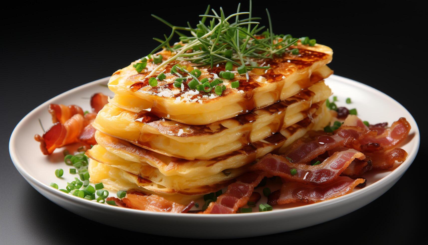 AI generated A plate of gourmet cooked meat, fresh and ready to eat generated by AI photo