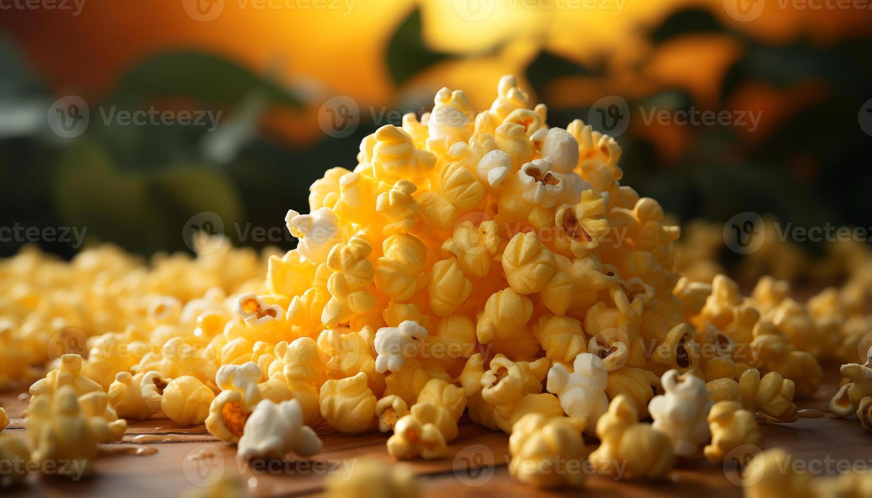 AI generated Fresh, healthy autumn snack sweetcorn and pumpkin on wooden table generated by AI photo