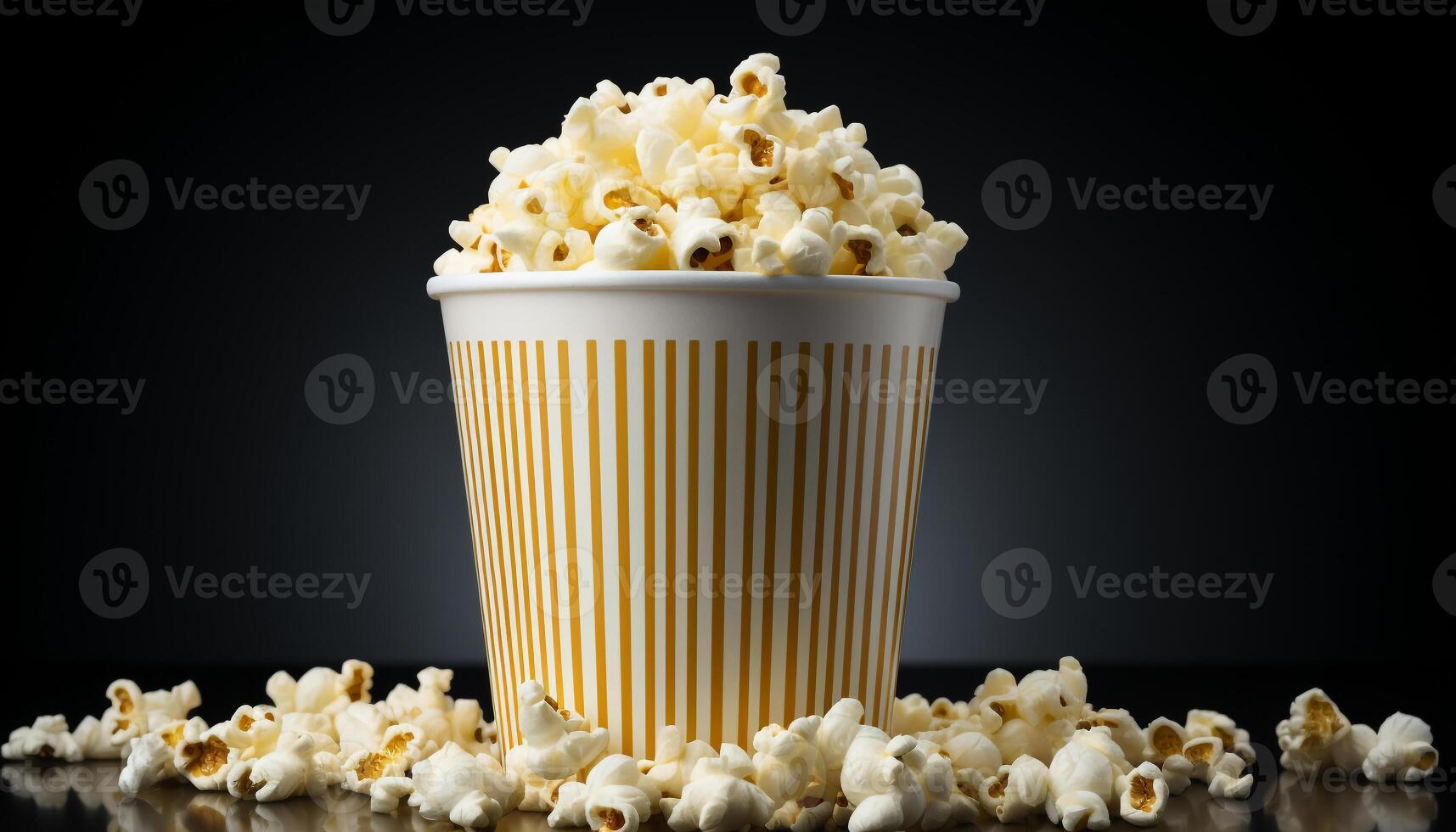 AI generated Watching a movie with a bucket of popcorn and soda generated by AI photo