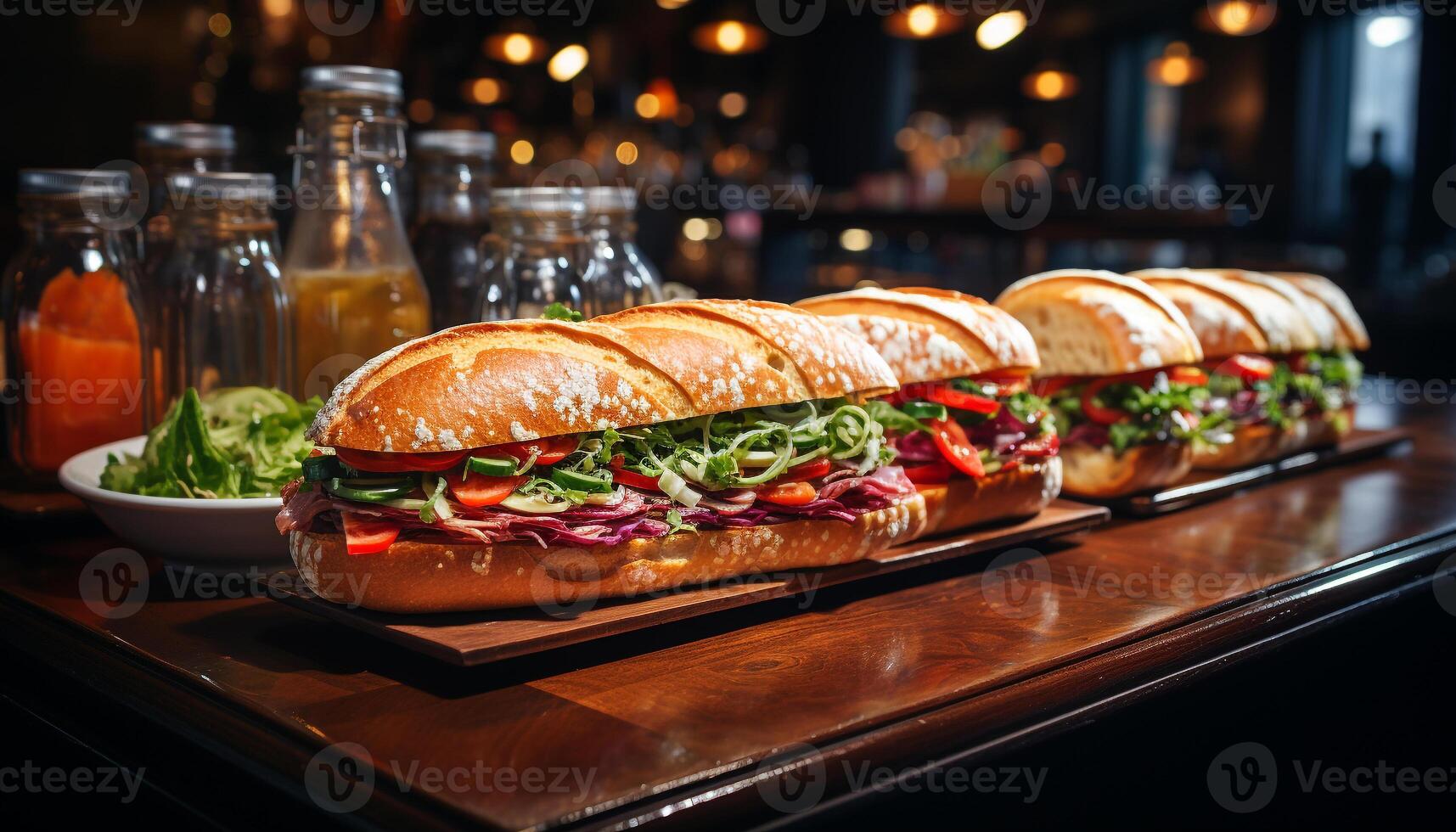 AI generated Grilled beef burger on ciabatta, with fries and cola generated by AI photo