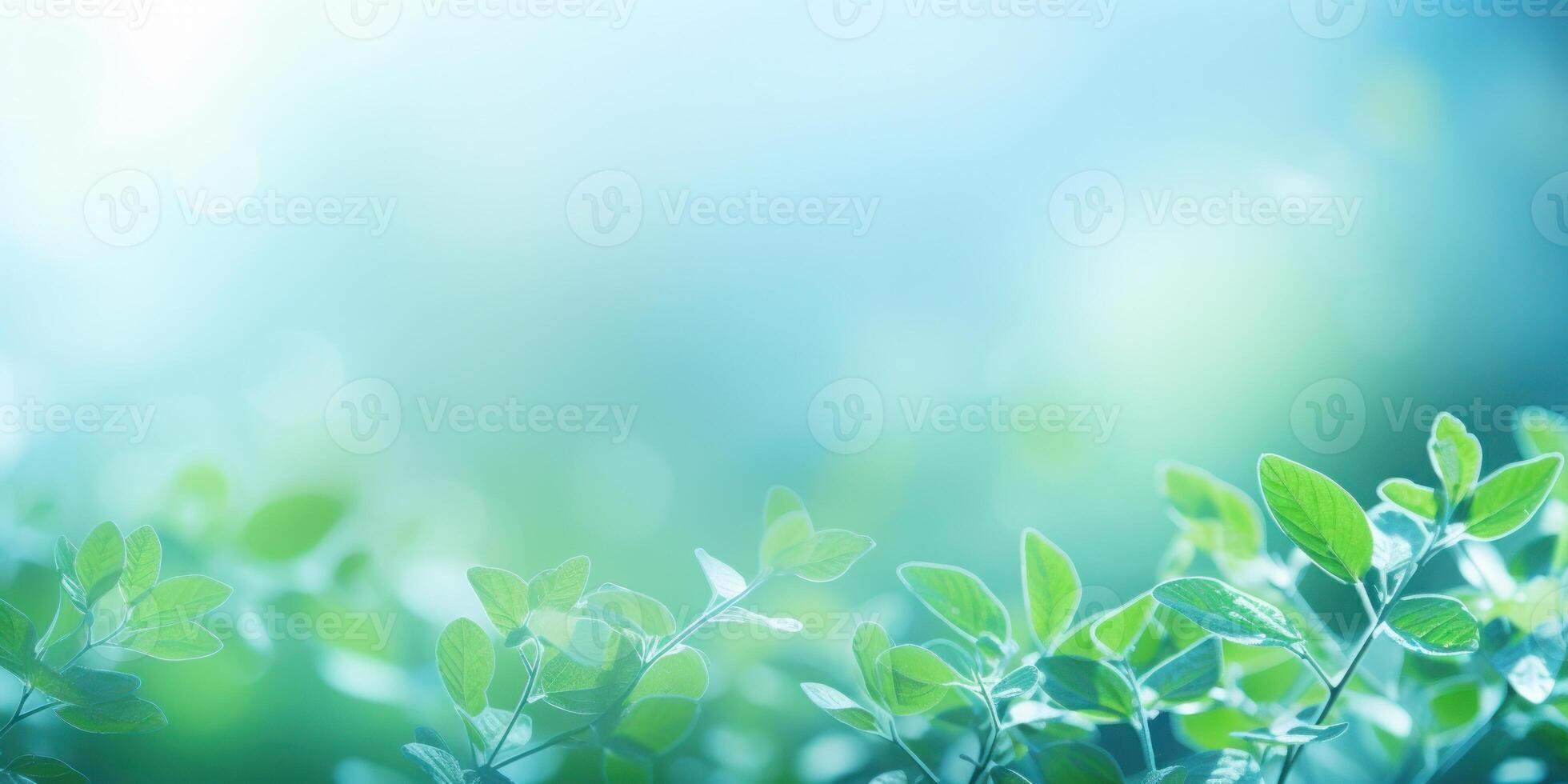 AI Generated Fresh Green Leaves. Nature Backdrop with Leafy Branches. Morning Light Shining Through Foliage. Generative AI photo