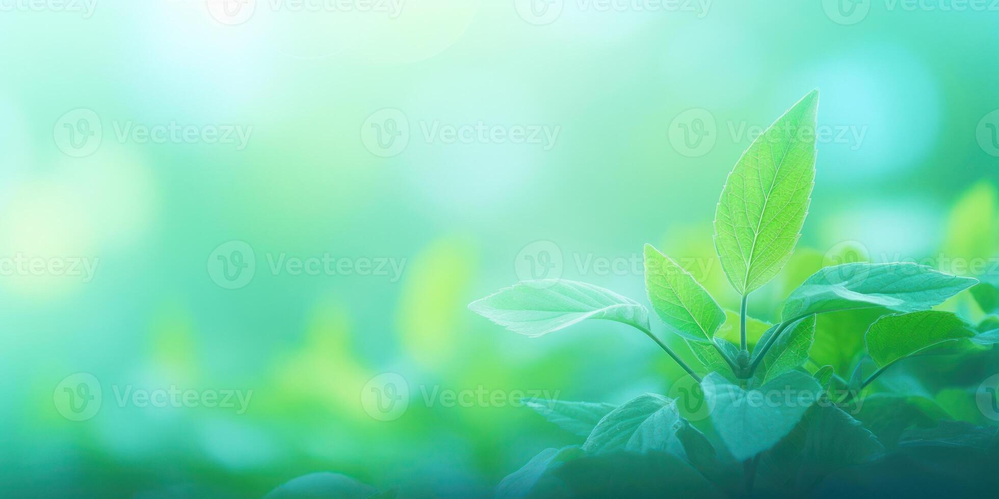 AI Generated Fresh Plant Growth Illuminated by Sunlight. Soft Green Background. Generative AI photo