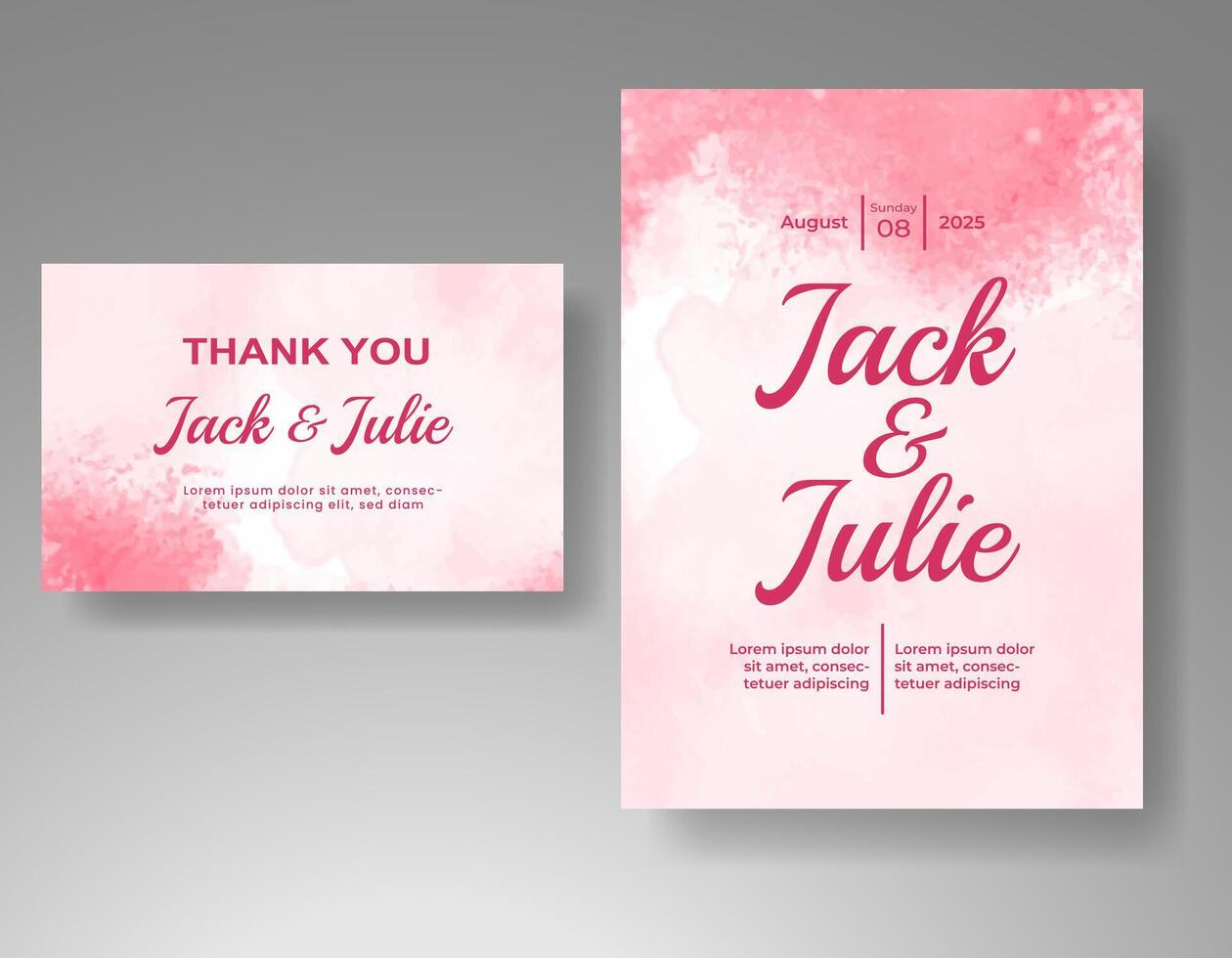 Wedding invitation with abstract watercolor background vector