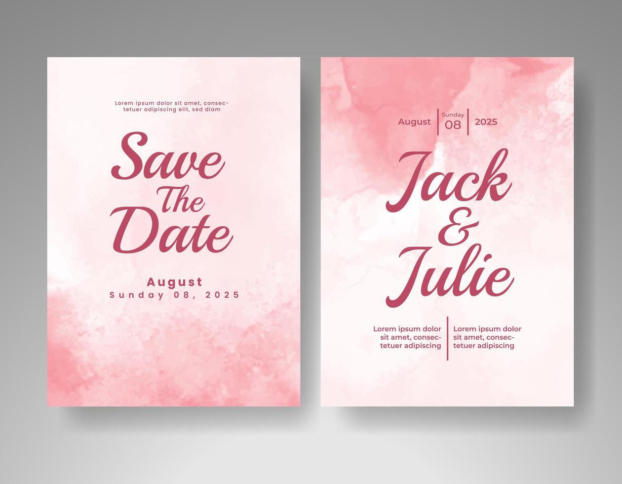 Wedding invitation with abstract watercolor background vector