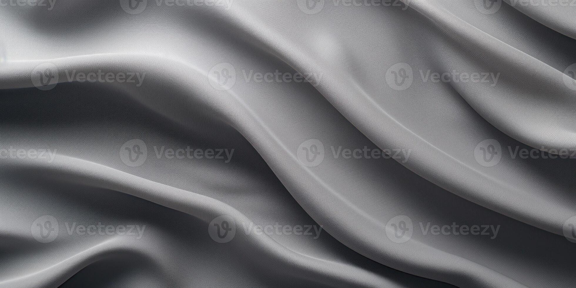 AI Generated Crumpled Grey Fabric Waves. Natural Textured Cloth. Folded Textile Surface. Generative AI photo