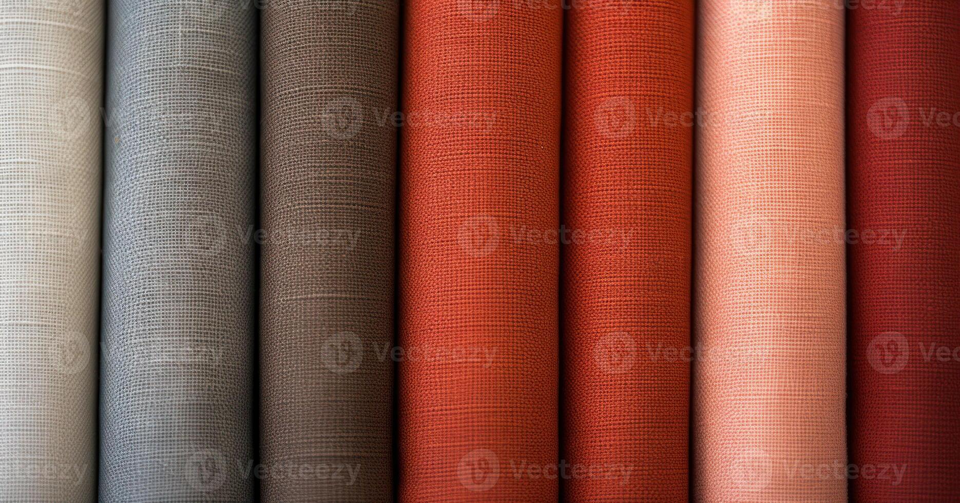 AI Generated Fabric Rolls in a Gradient. Cotton Stack, Textile Store Assortment. Generative AI photo