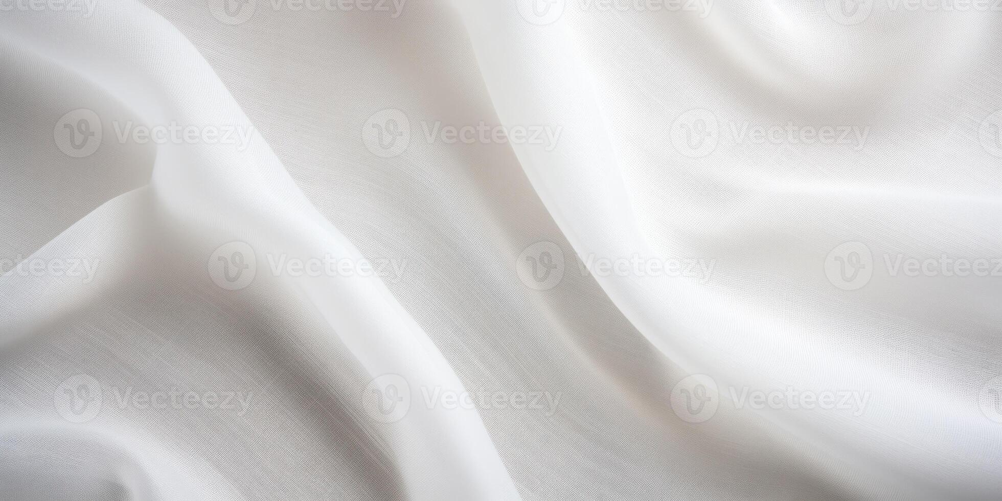 AI Generated Waves of White Satin Fabric with Smooth Texture. Neutral Soft Textile. Generative AI photo