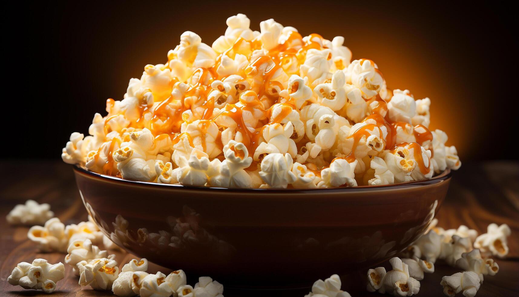 AI generated Fresh popcorn in a bowl, perfect movie theater snack generated by AI photo