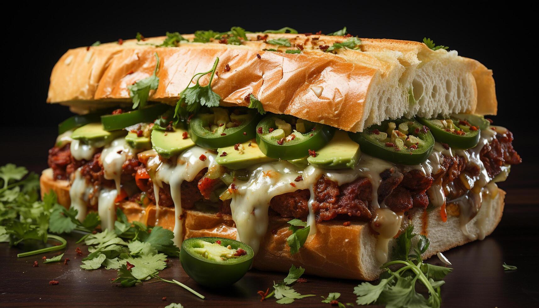 AI generated Freshness on plate grilled and toasted bread generated by AI photo