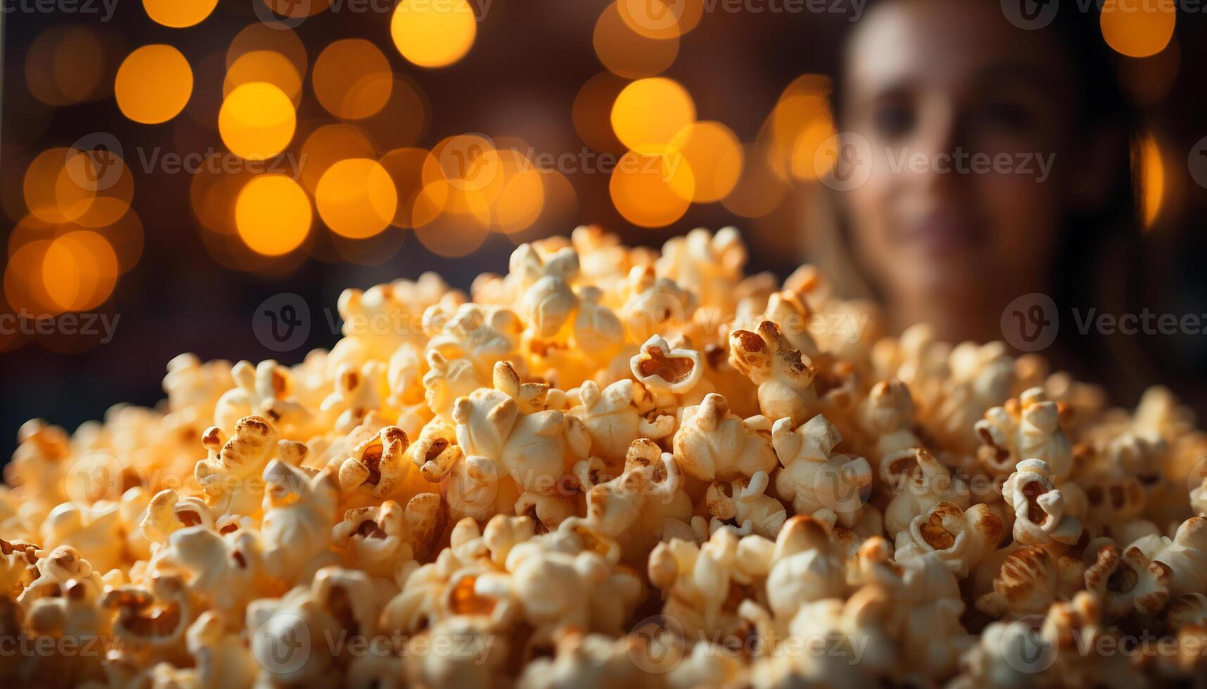 ai generado joven adultos disfrutando película noche con meriendas y refrescos generado por ai foto