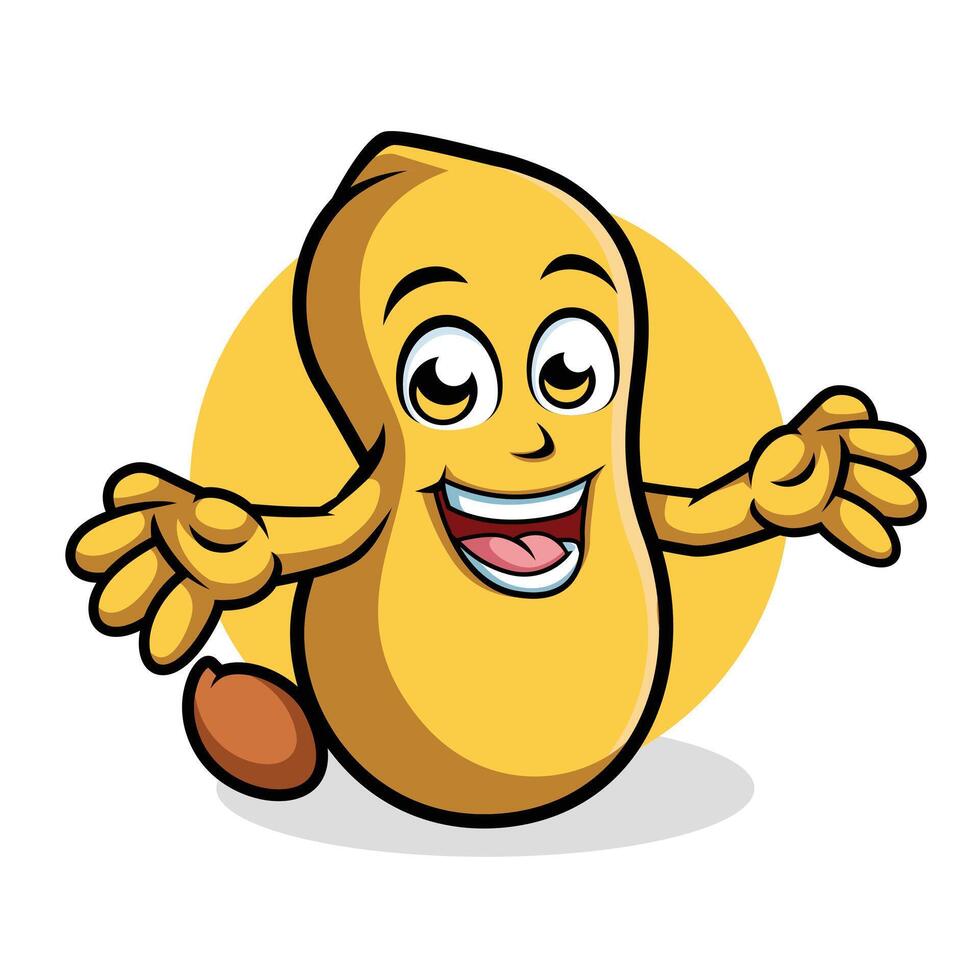 Peanut Cartoon Character Surprising Pose Happy Mascot Vector Illustration Clipart